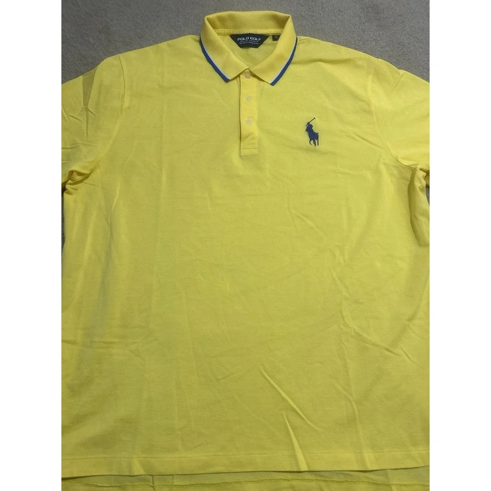 Polo By Ralph Lauren Men's Yellow  Pima Soft Cotton Polo Shirt XL Golf Preppy‎